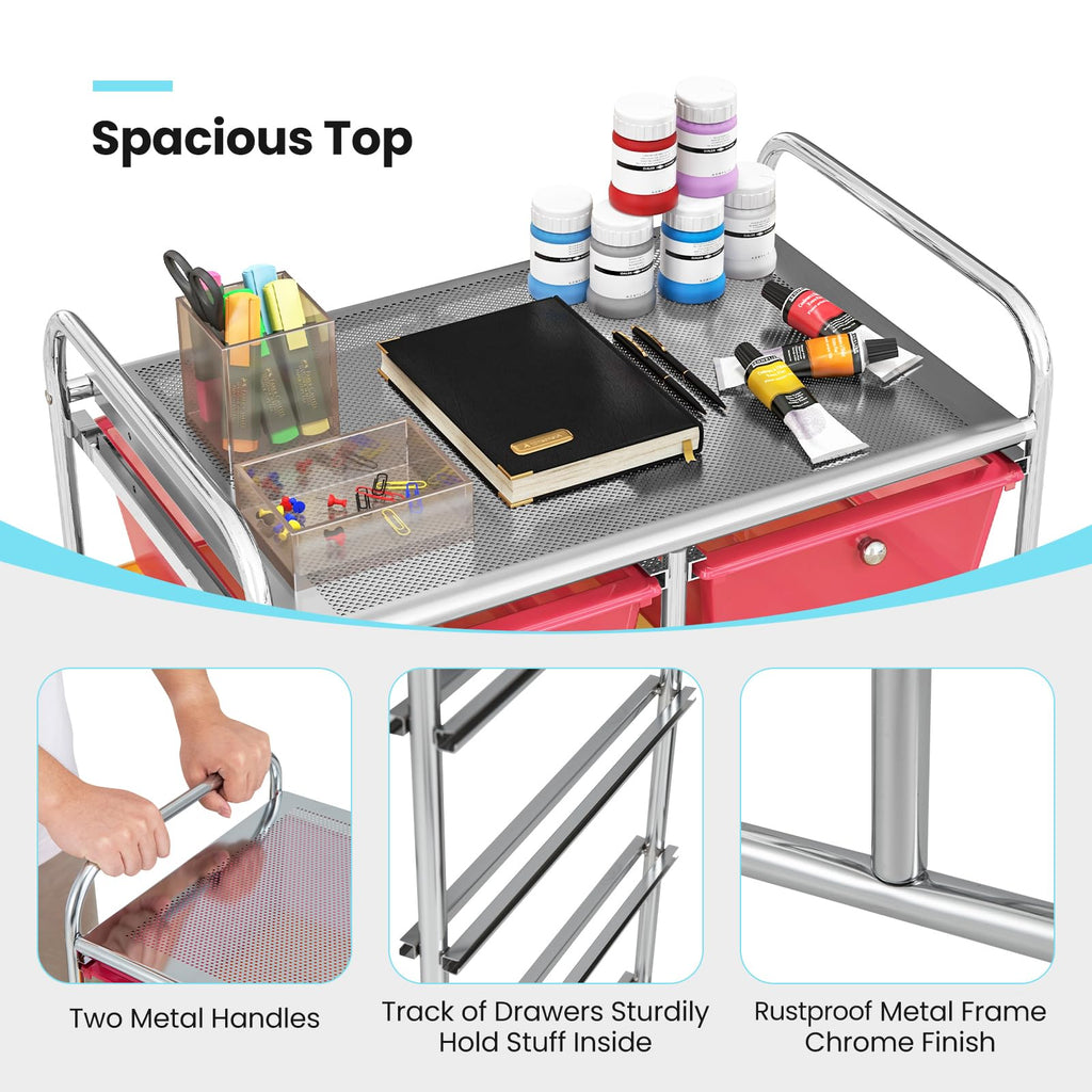 10 Drawer Rolling Storage Cart with Metal Frame E175