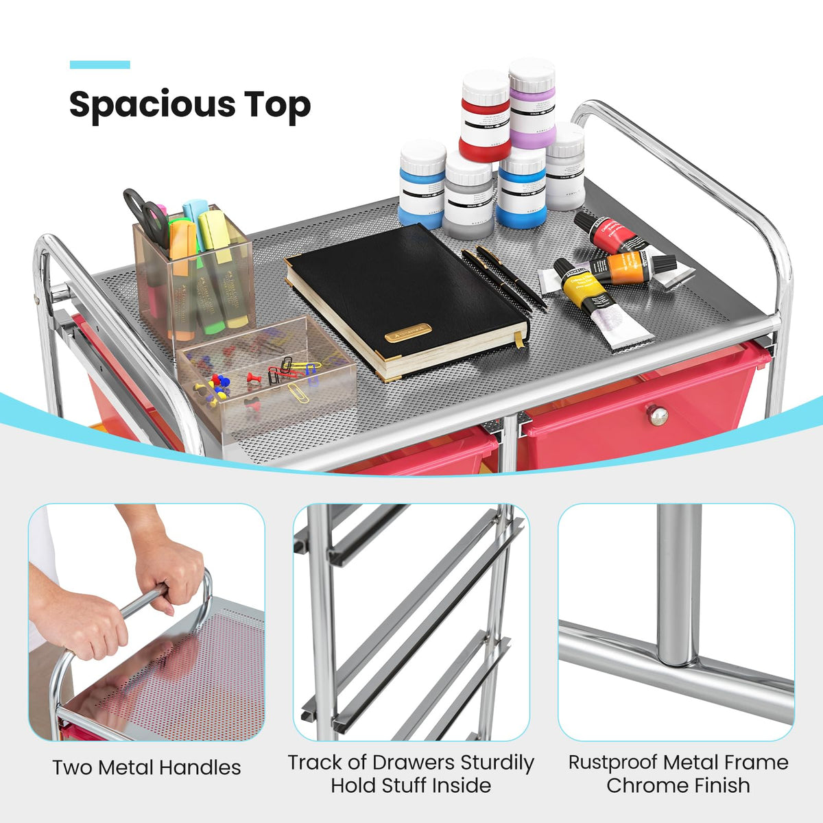 10 Drawer Rolling Storage Cart with Metal Frame E175