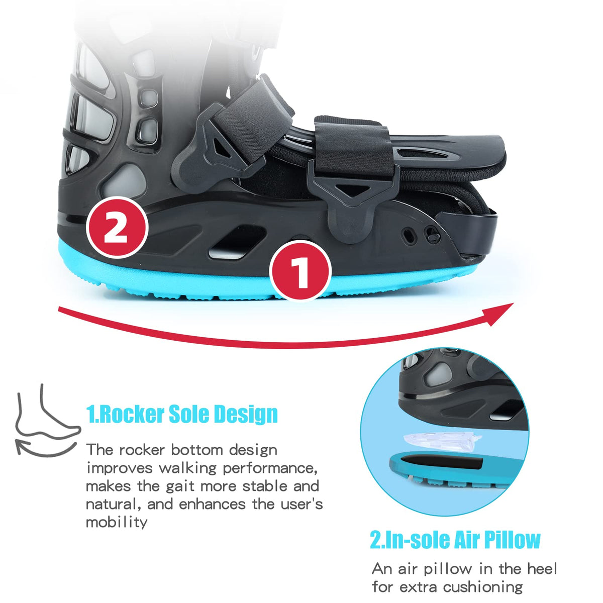 Black Medium Inflatable Walking Boot Y39549