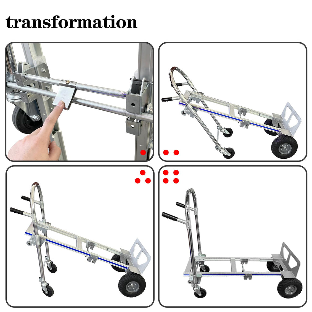 Convertible Hand Truck Dolly Cart with 4 Wheels 1000 Lbs T78234