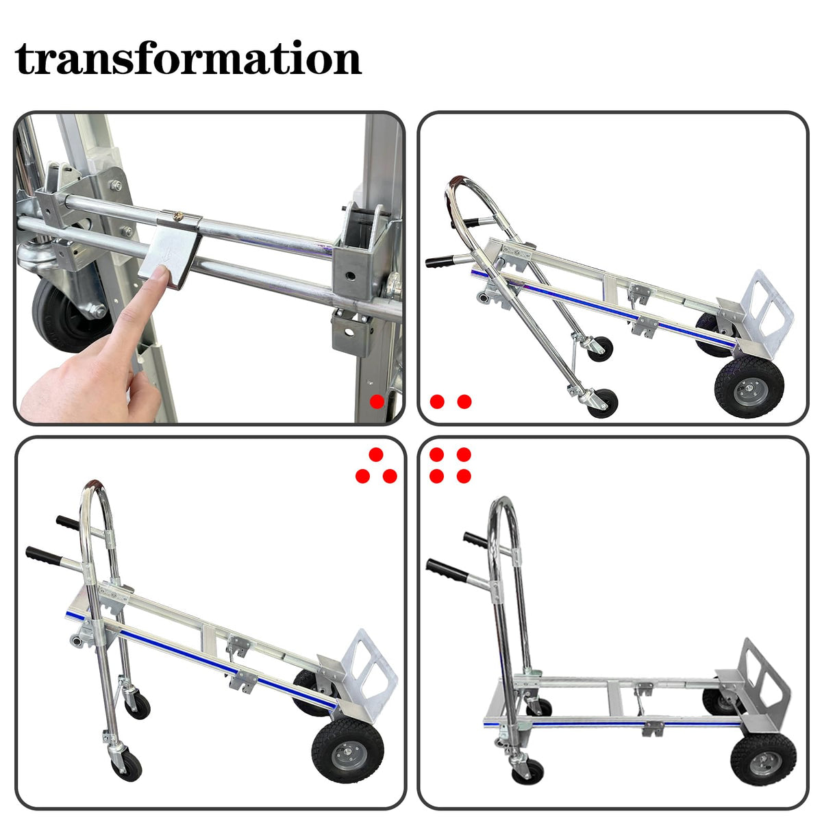 Convertible Hand Truck Dolly Cart with 4 Wheels 1000 Lbs T78234