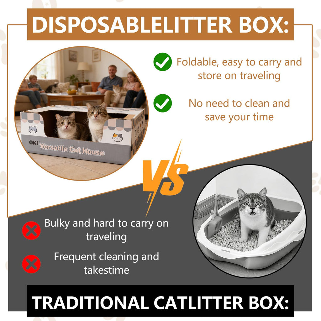 3-Pack Disposable Cat Litter Box with Scoop I27320