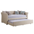 Beige Velvet Tufted Upholstered Twin Daybed with Trundle Y24543