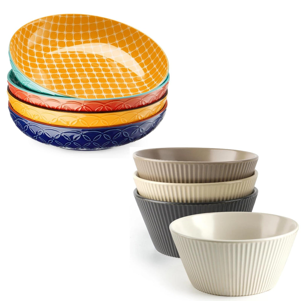 16 OZ Cereal Bowls Set of 4 and 8.5" Serving Bowls Set of 4 Y699247
