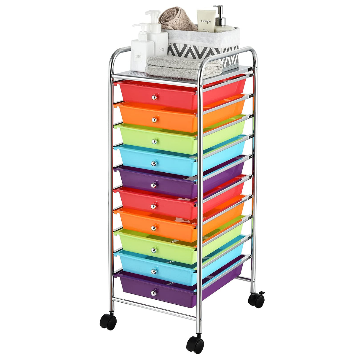 10 Drawer Rolling Cart with Lockable Wheels X48328