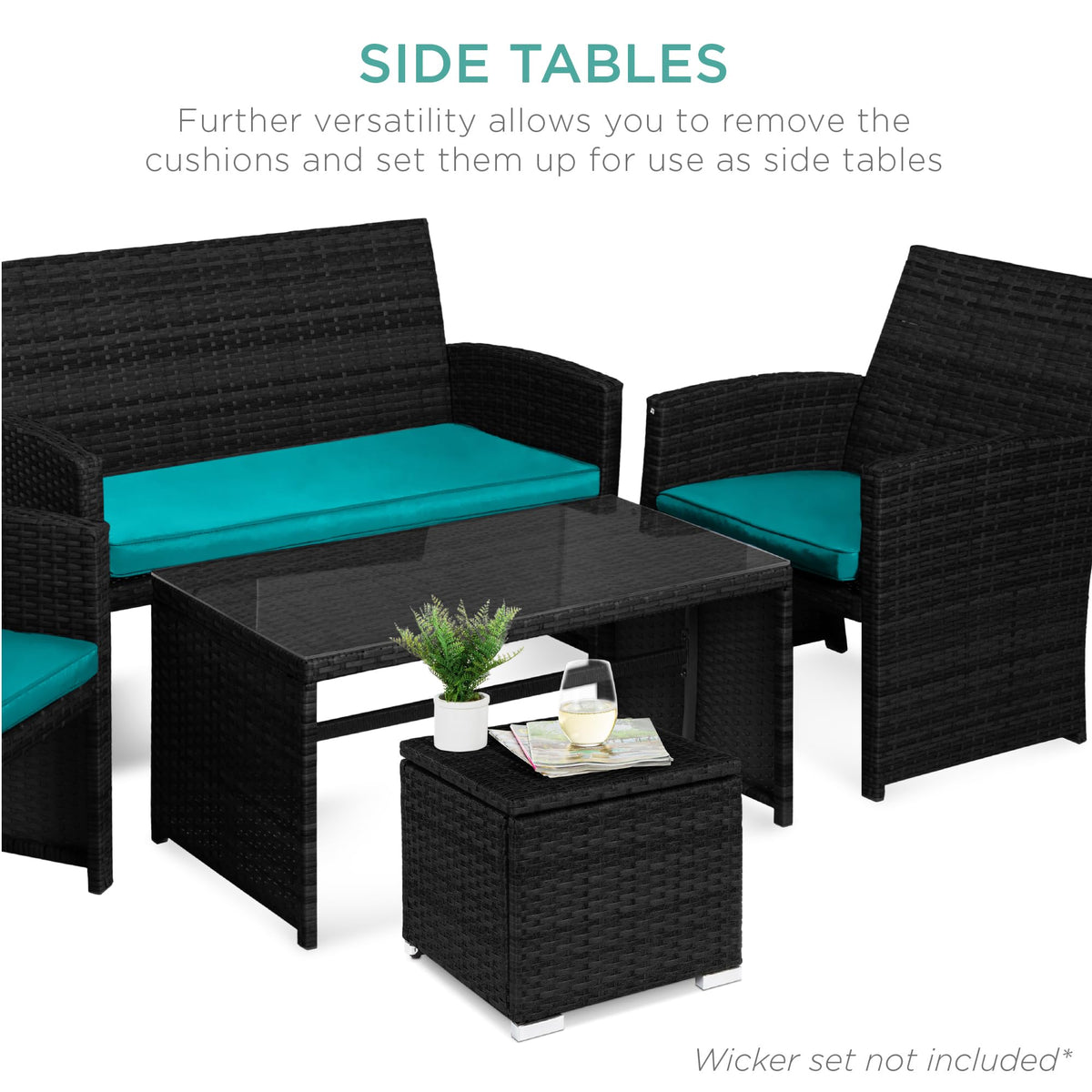 Set of 2 Wicker Ottomans with Storage U157