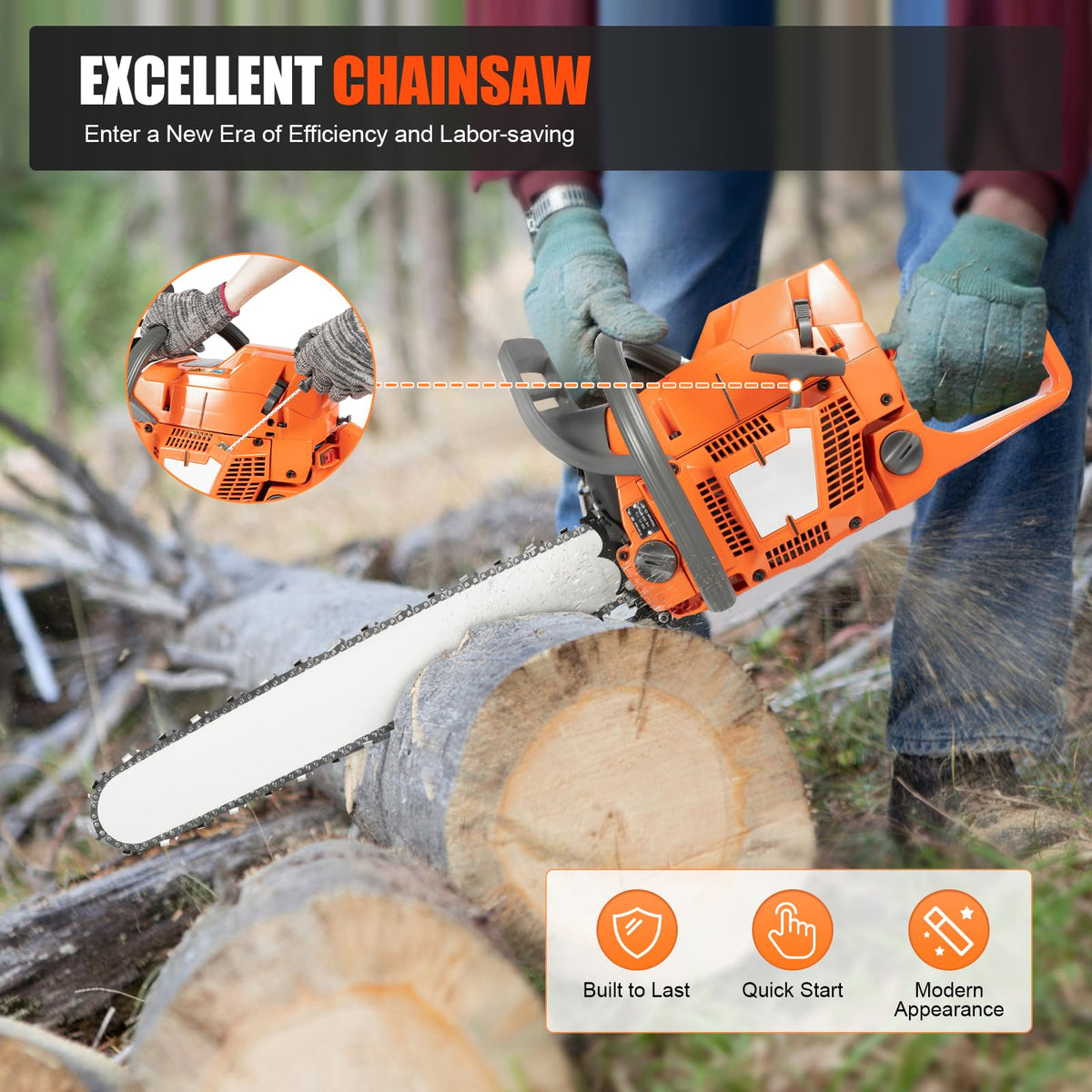 24" 72CC Gas Powered Chainsaw O119000