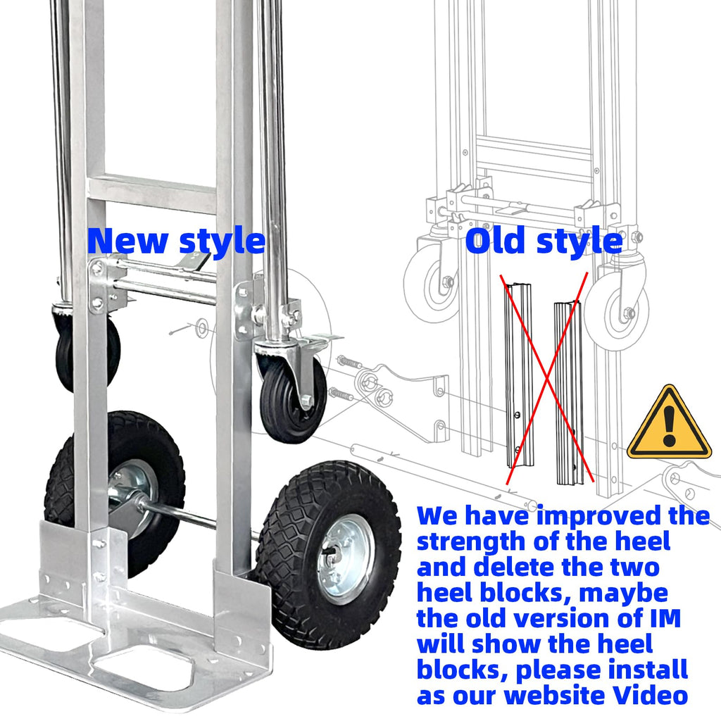 Convertible Hand Truck Dolly Cart with 4 Wheels 1000 Lbs T78234