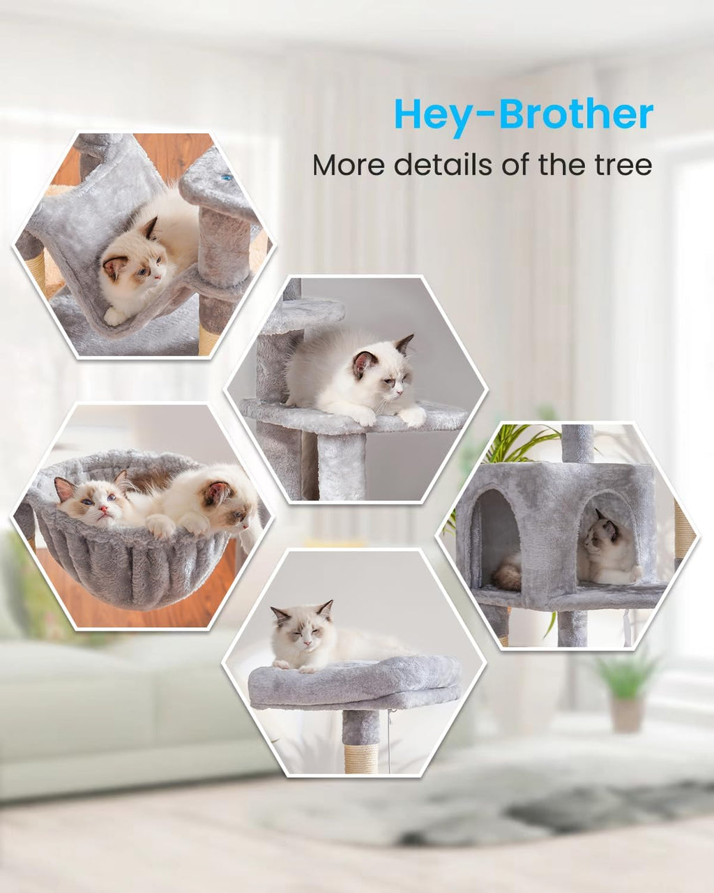 Cat Tree, Multi-Level Sisal Covered Scratching Posts E6314