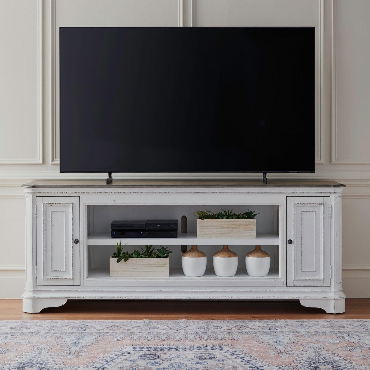 82 Inch Antique White TV Console A7490