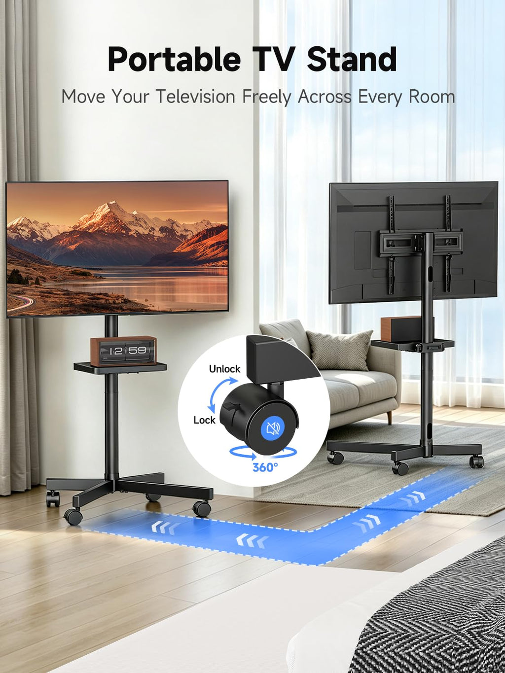 Height Adjustable Rolling TV Stand E537