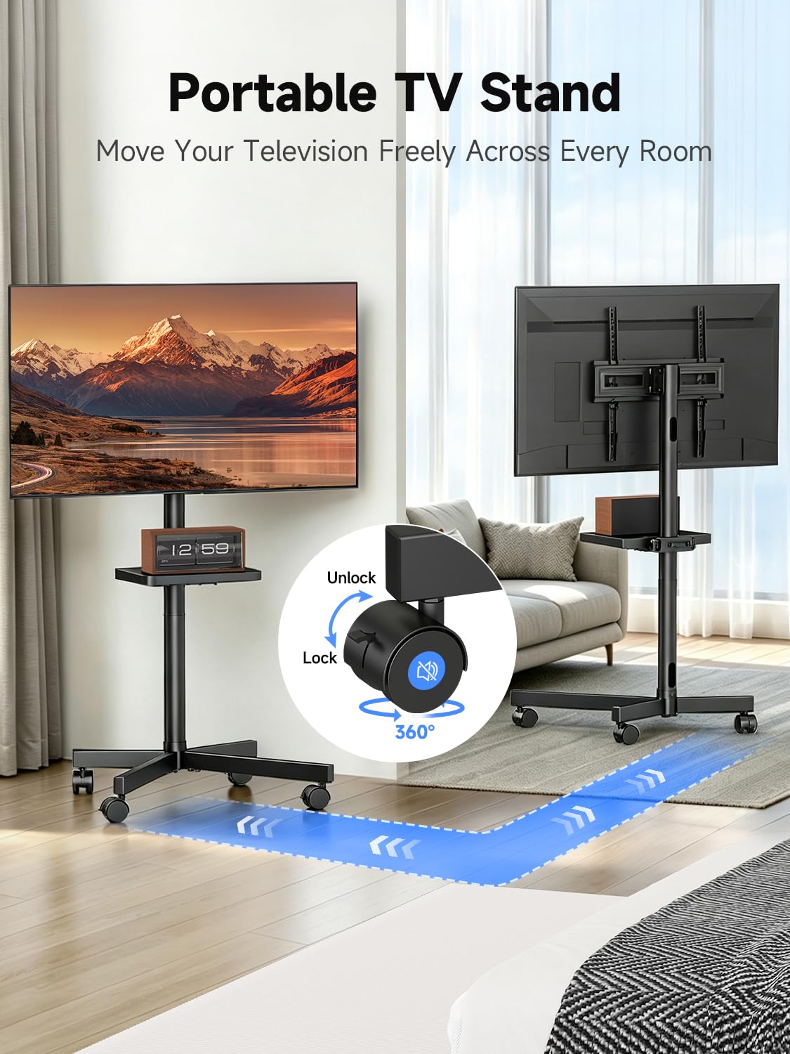 Height Adjustable Rolling TV Stand E537