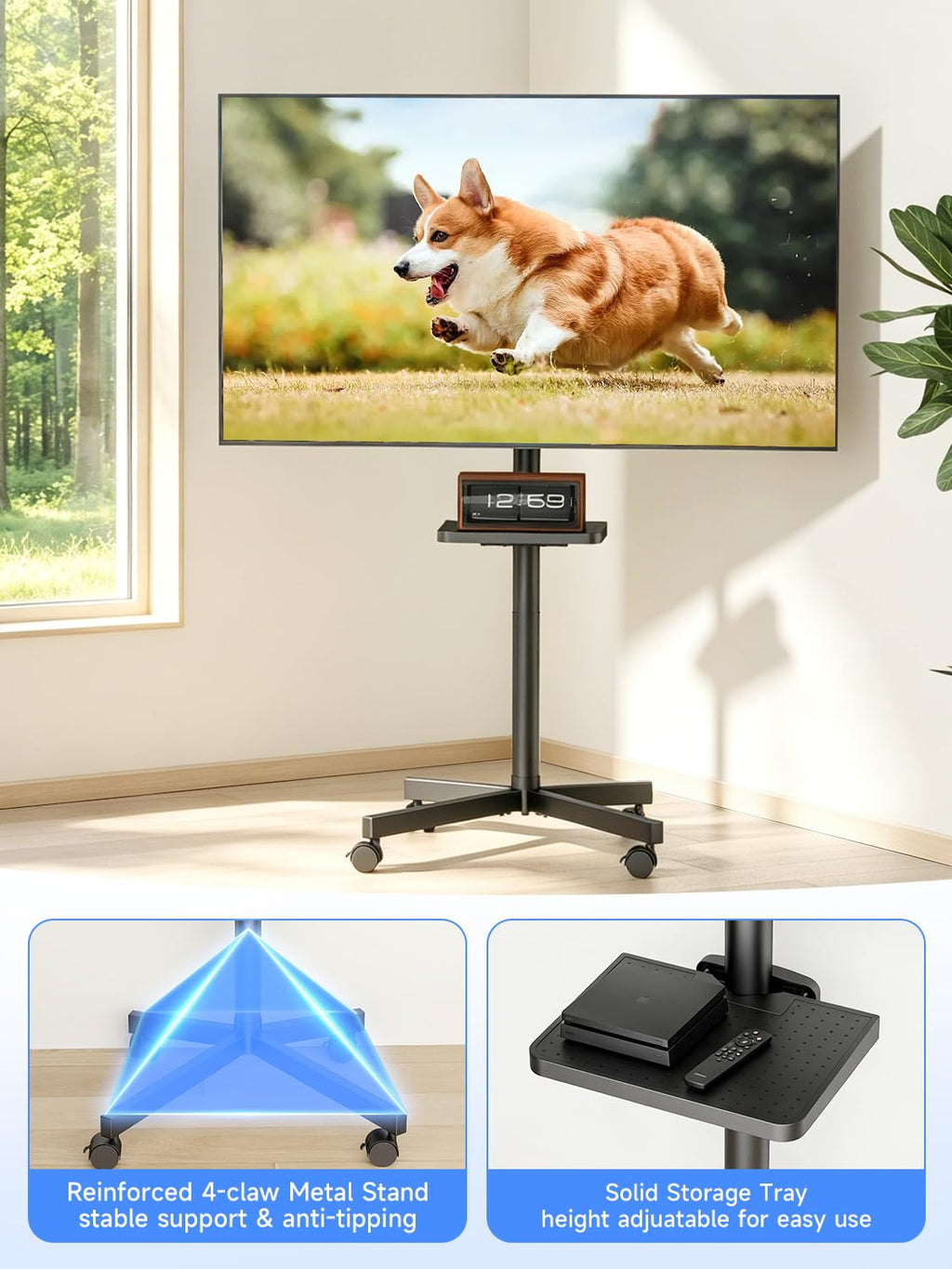 Height Adjustable Rolling TV Stand E537