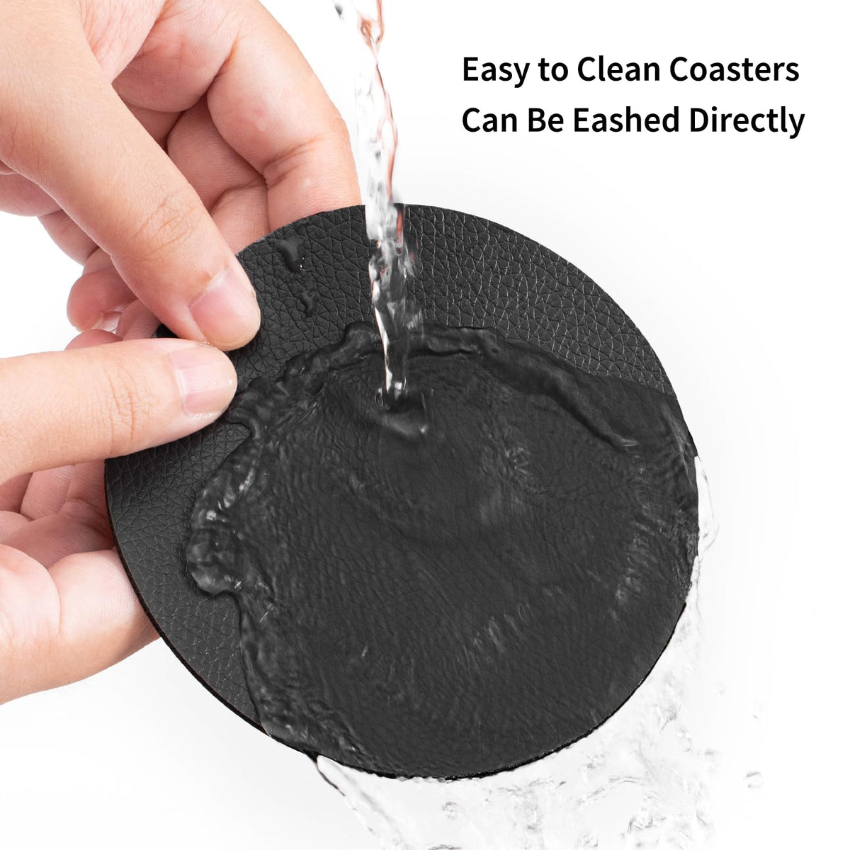 Faux Leather Drink Coasters with Holder, Set of 12 P4669