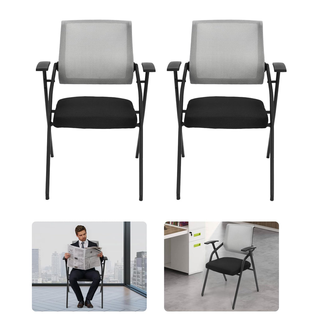 2 Pack Grey Mesh Office Chair with Arms F2431