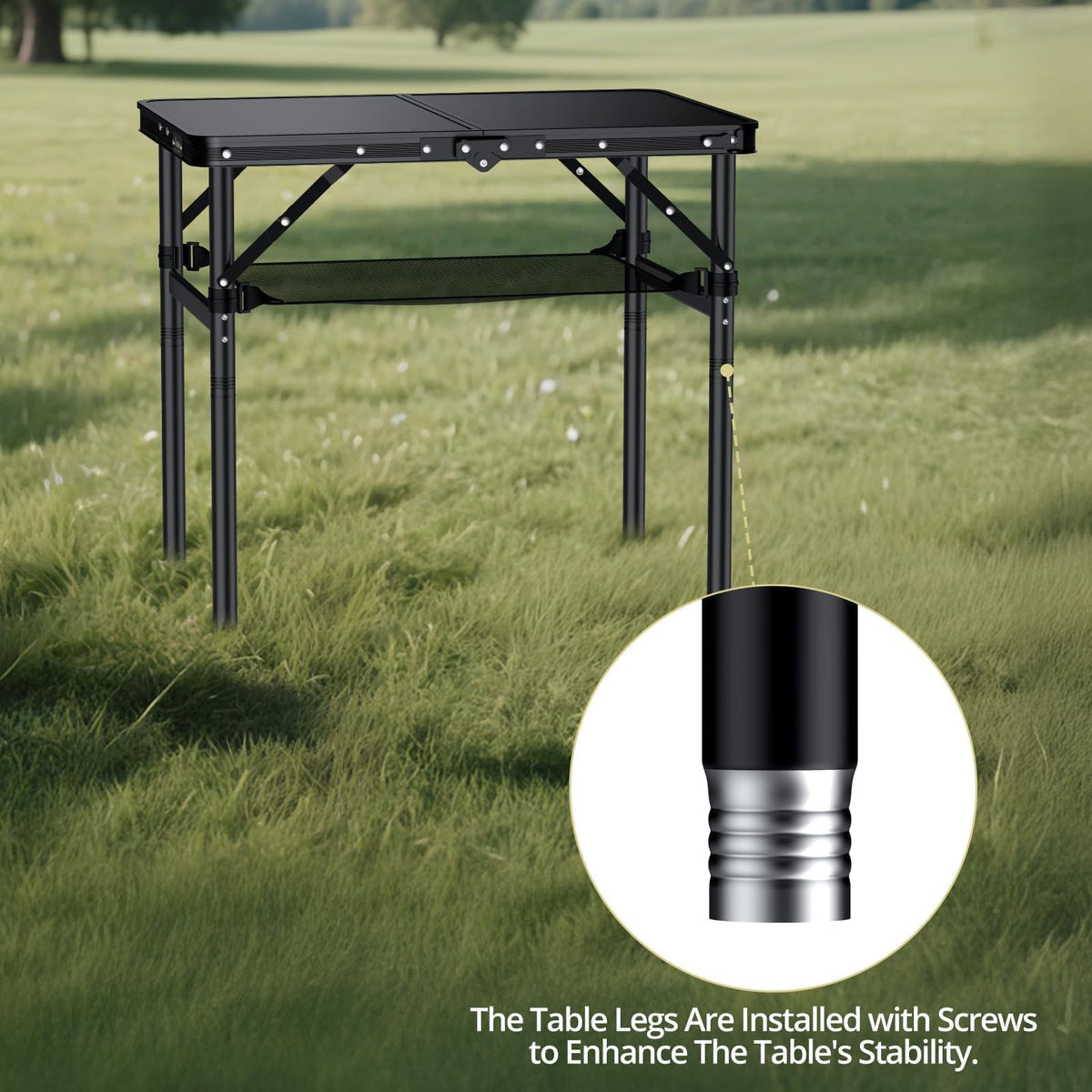 2ft Folding Camping Table, 3 Adjustable Height O23576