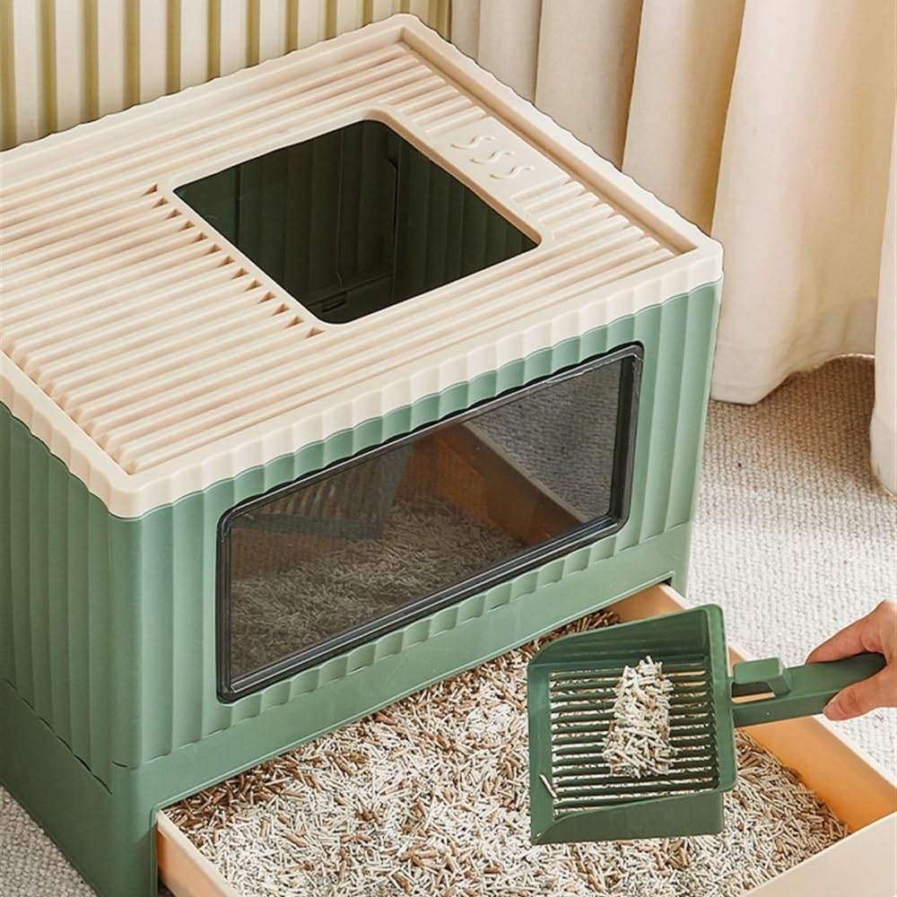 Foldable Top Entry Cat Litter Box with Lid U194649