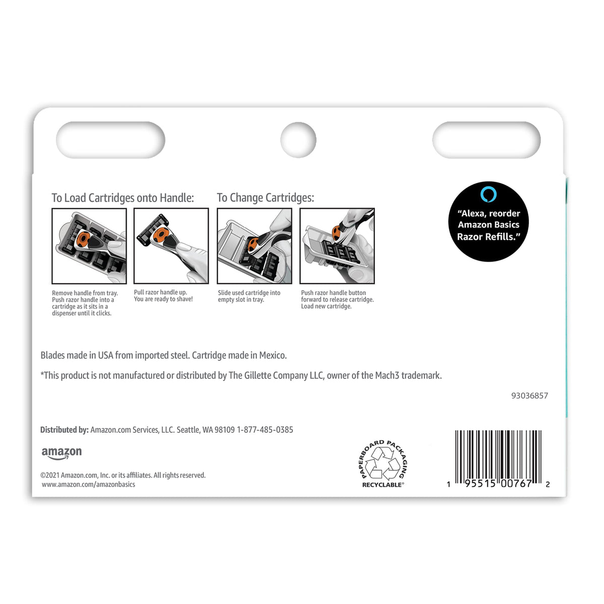 3-Blade Razor Refills with Dual Lubrication, 12 Cartridges T8661