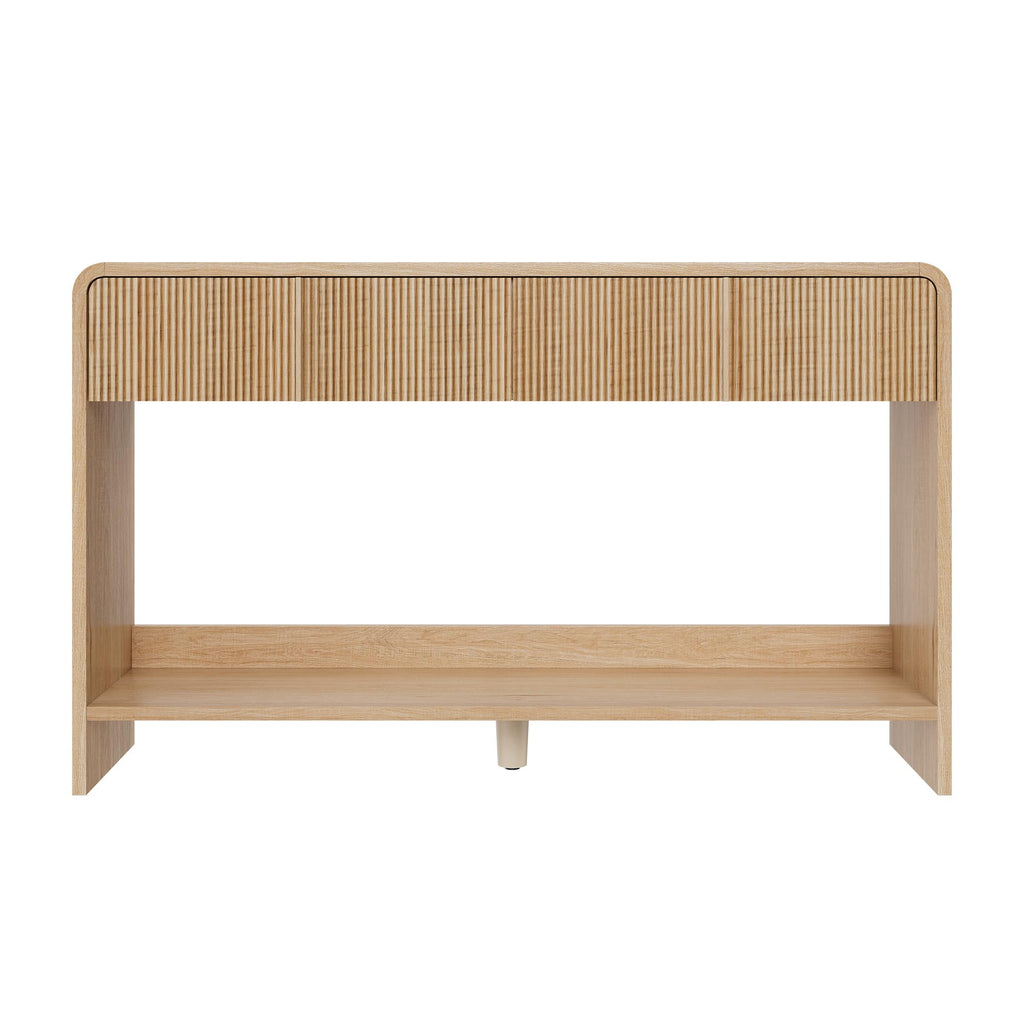 45" Fluted Console Table with 2 Drawers and Open Shelf T417696