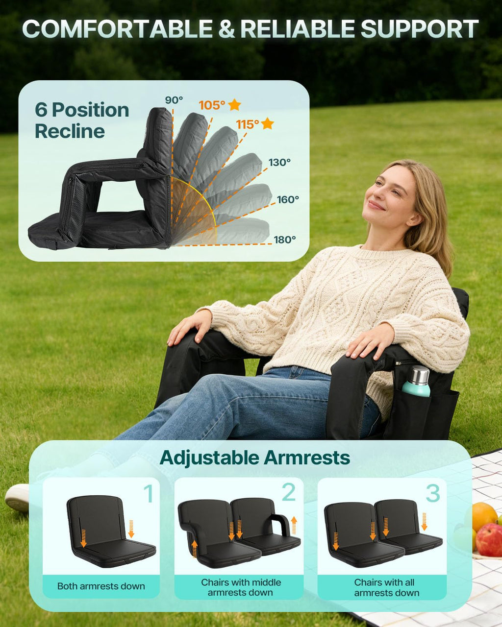Heated Stadium Seats for Bleachers with Back Support K25089
