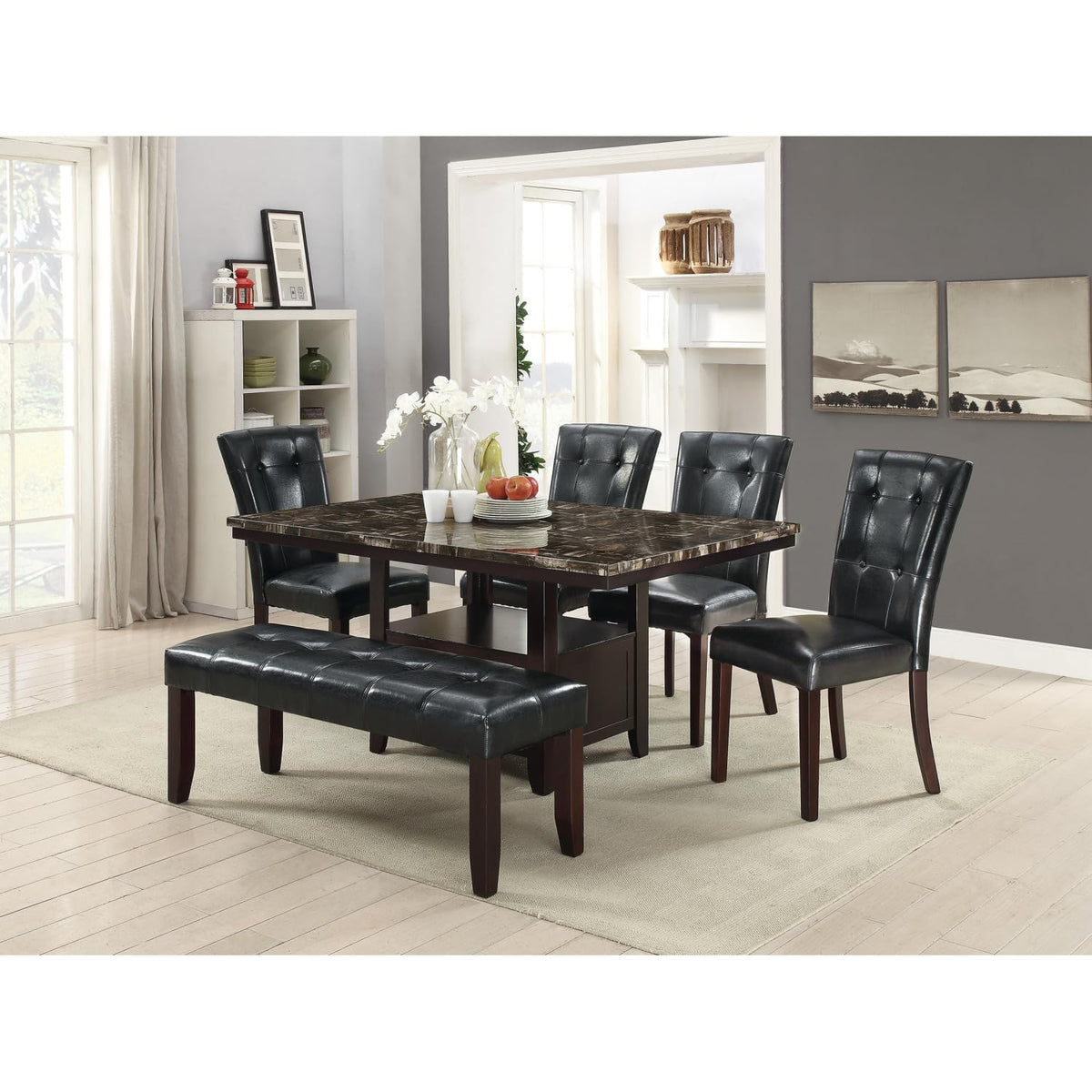 Black Faux Leather Set of 2 Dining Chairs W124798