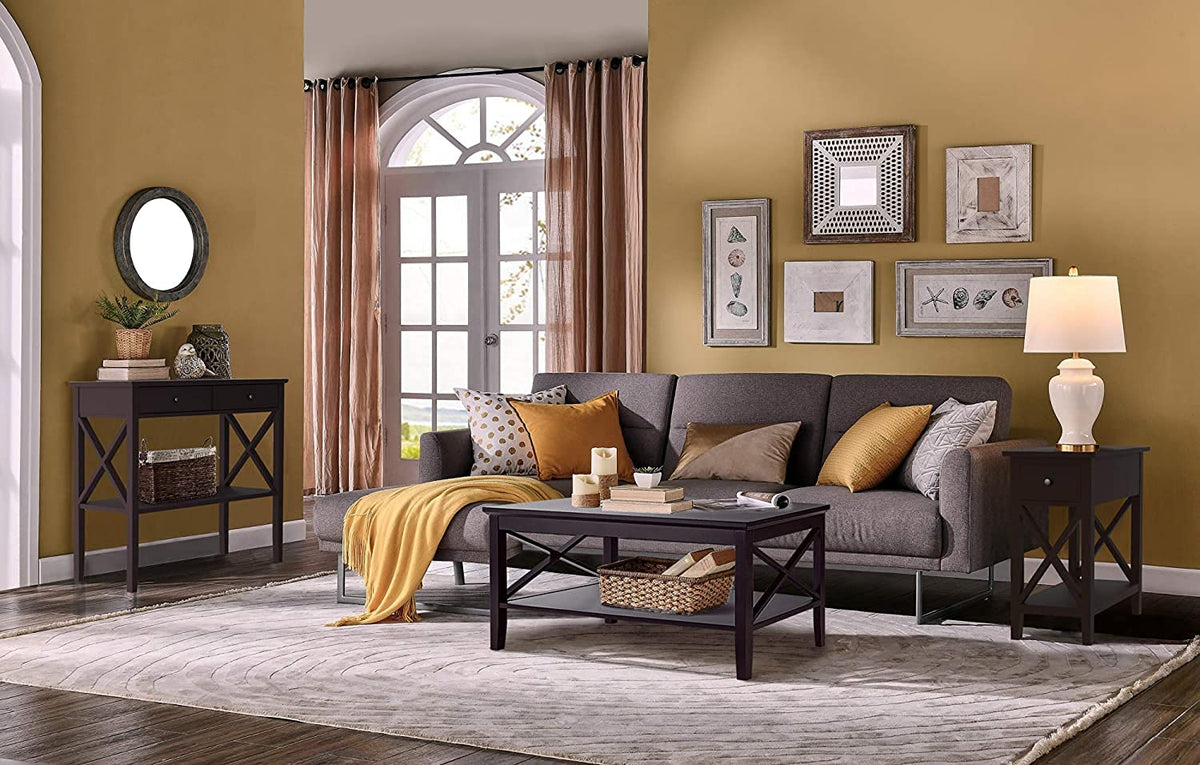 Espresso Wood Coffee Table with Storage 40 inches C85161