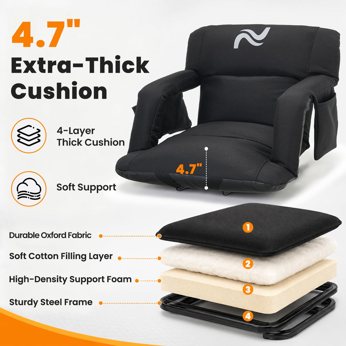 Extra Wide Padded Stadium Seats with Back Support B29613