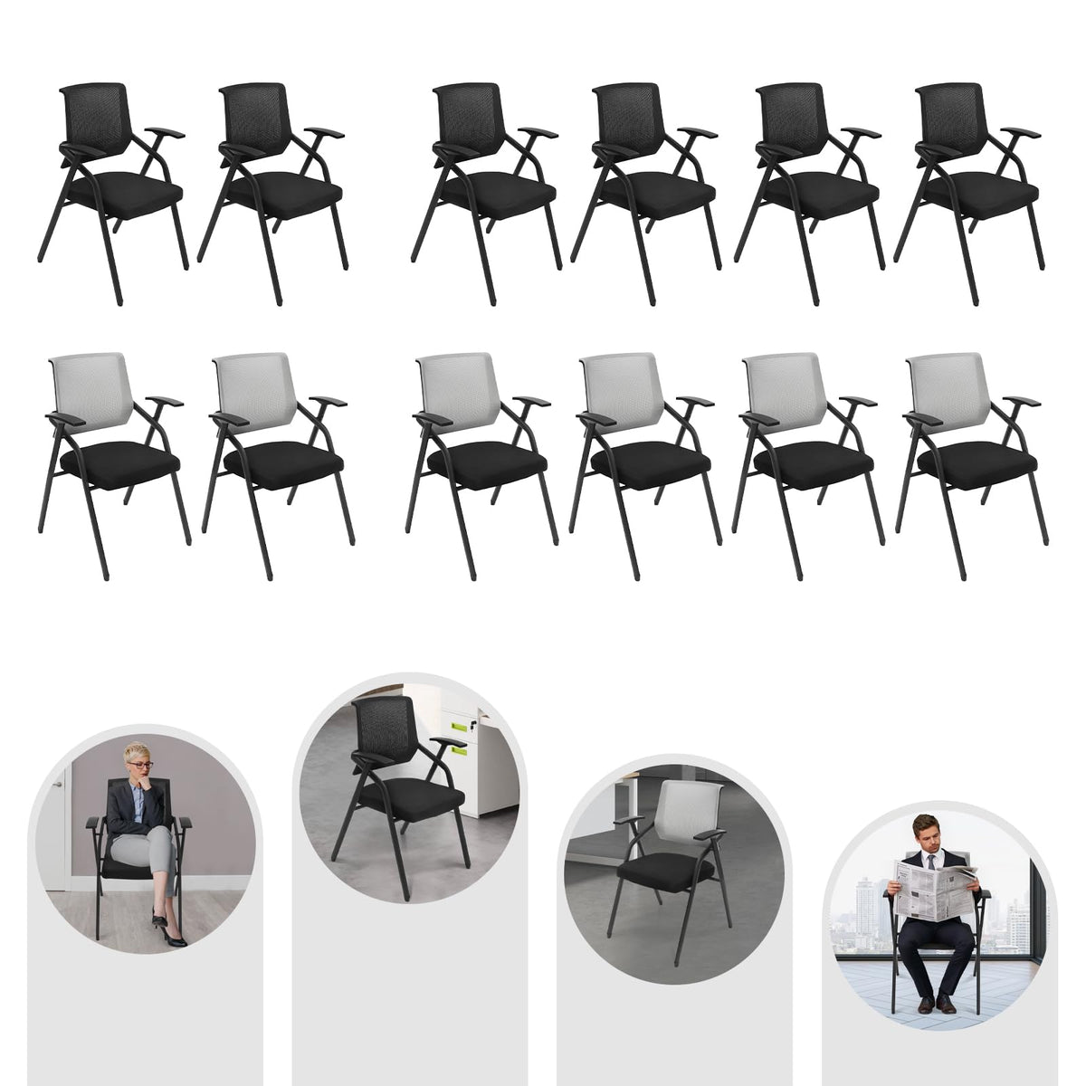 2 Pack Grey Mesh Office Chair with Arms F2431