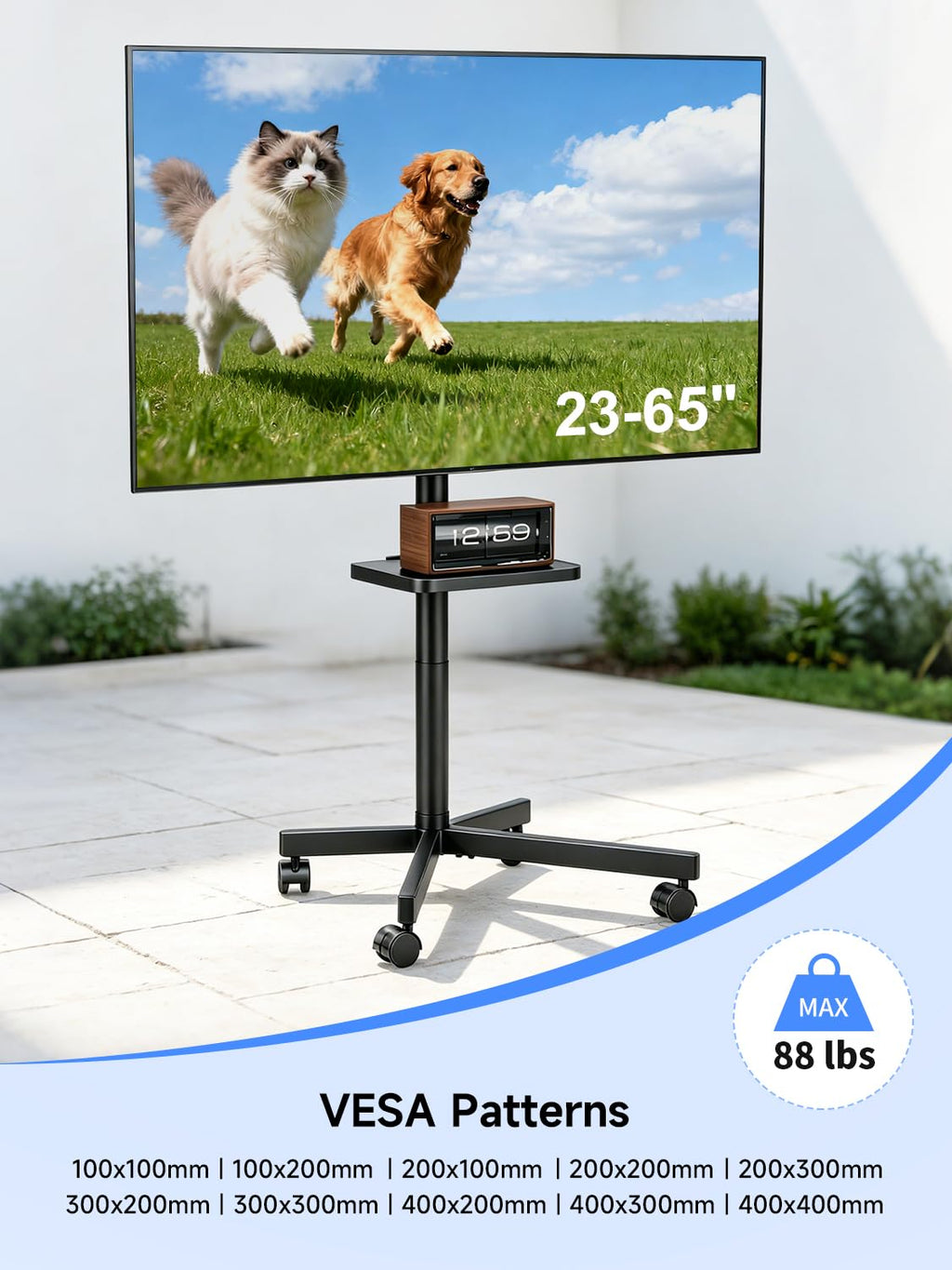 Height Adjustable Rolling TV Stand E537