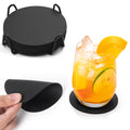 Faux Leather Drink Coasters with Holder, Set of 12 P4669