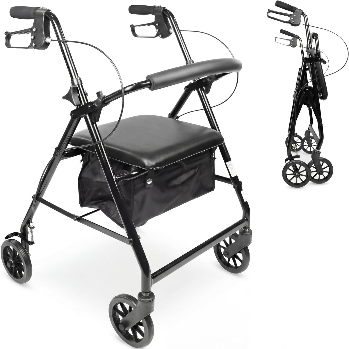 Foldable 4 Wheel Rollator Walker with Seat D2552