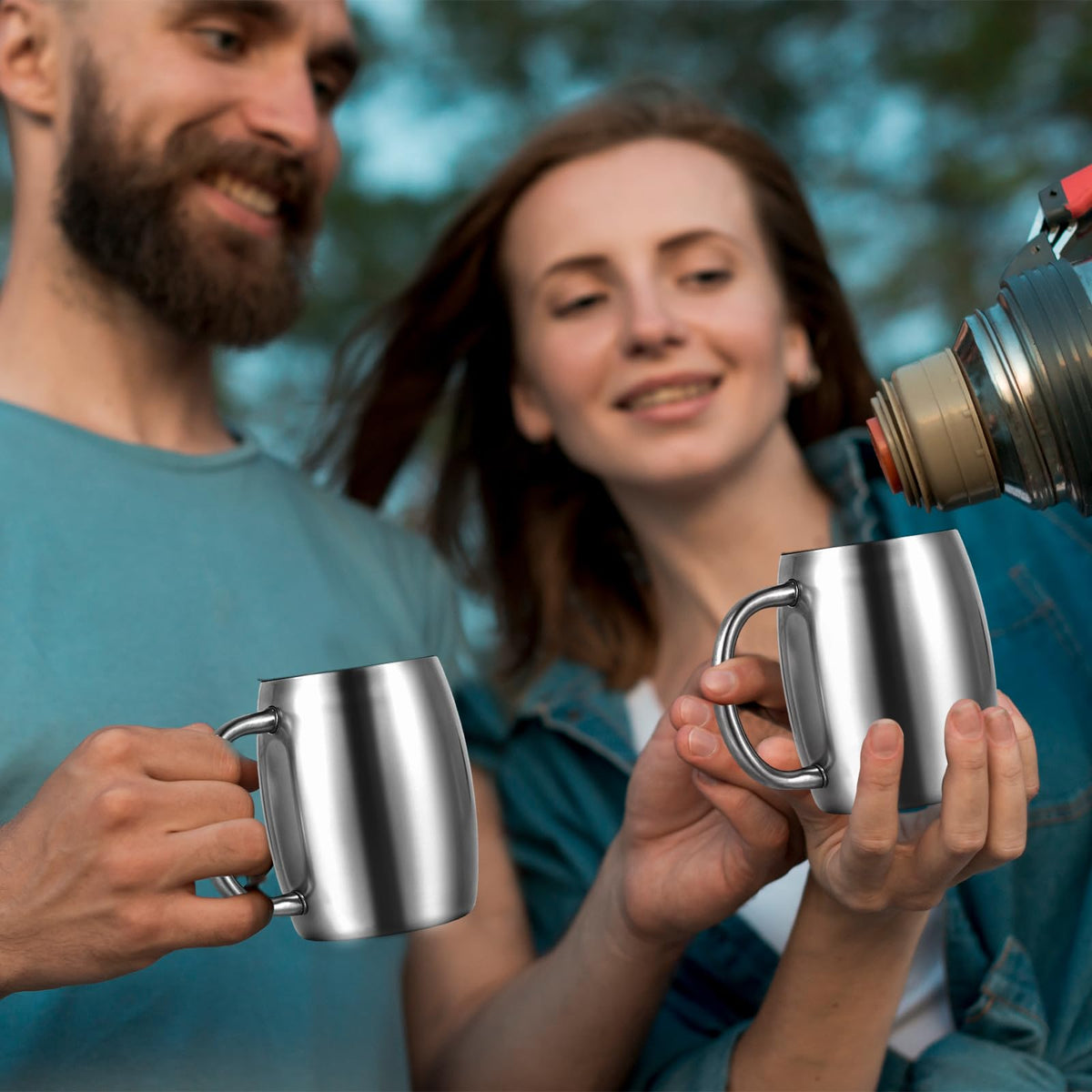 3 Pack 14 oz Insulated Stainless Steel Coffee Mug with Lid and Handle I8014