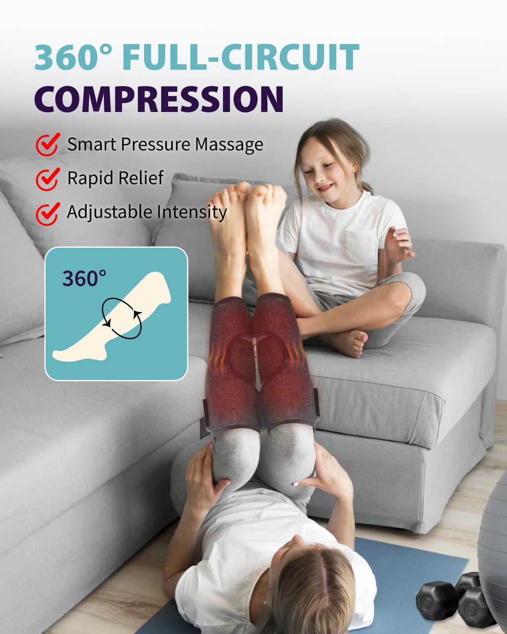 Wireless Air Compression Leg Massager with Heat, 4 Modes, Set of 2 P779