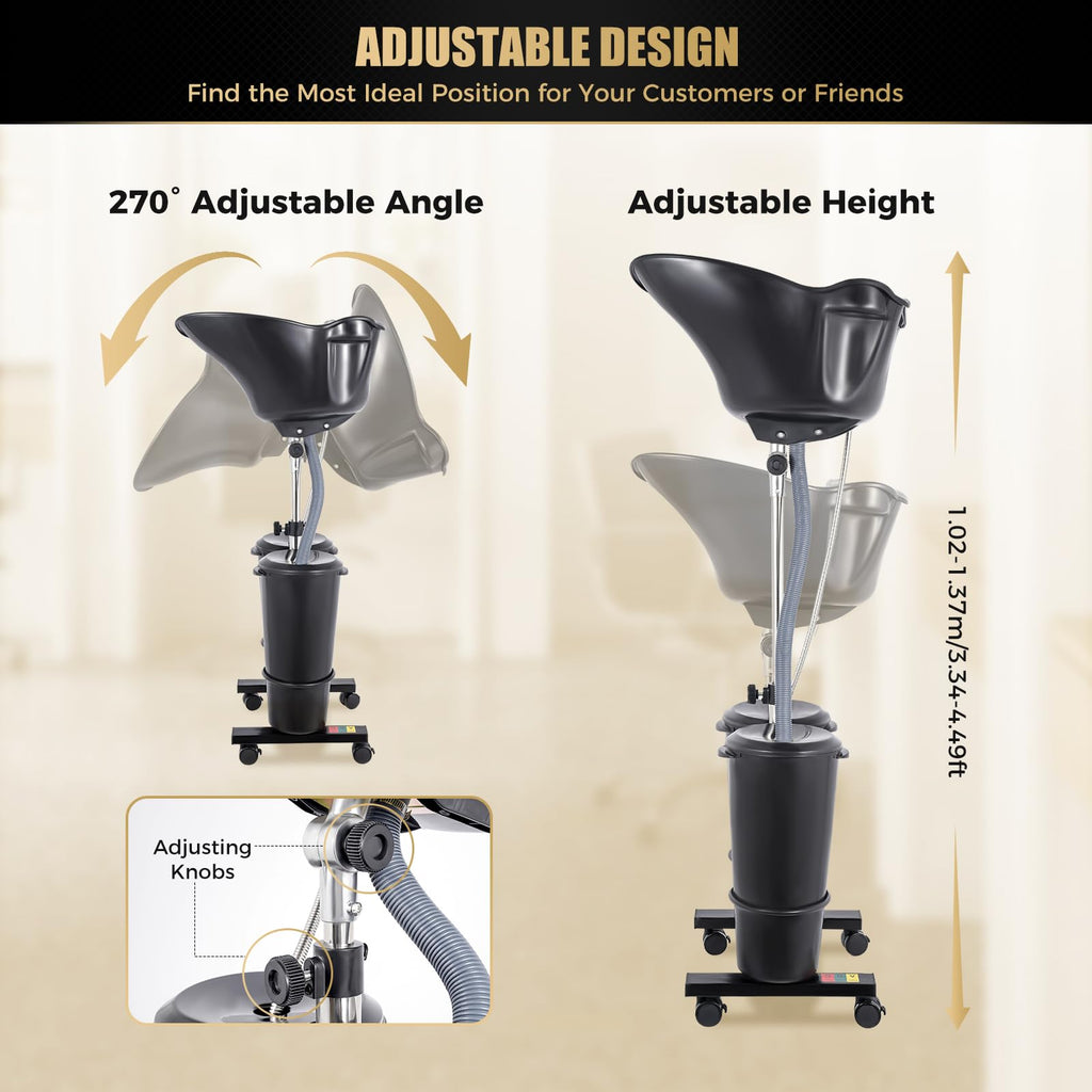 Portable Height and Angle Adjustable Shampoo Basin with Electric Pump W4385