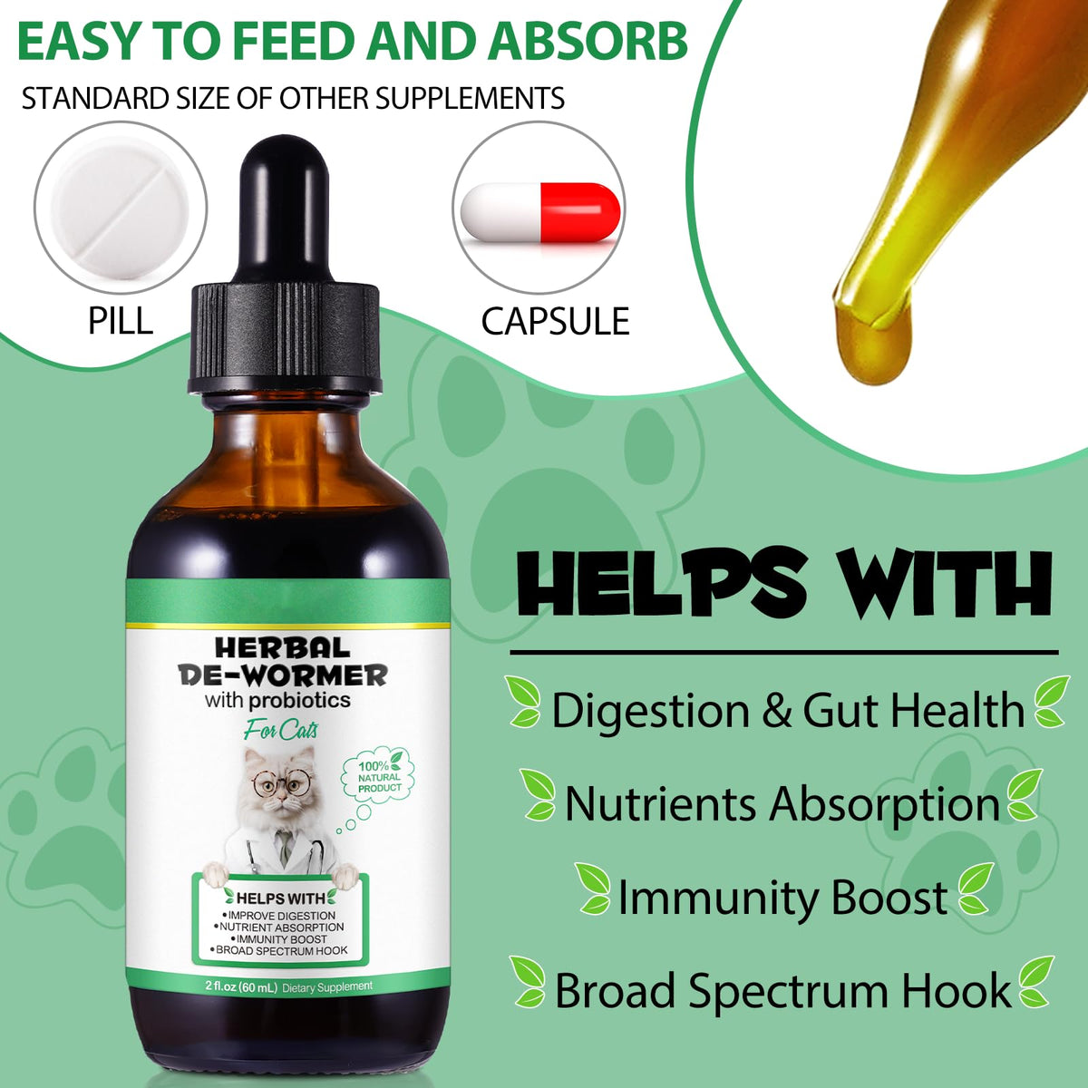 Cat Herbal Probiotics Digestive Supplement Drops 60ml N559