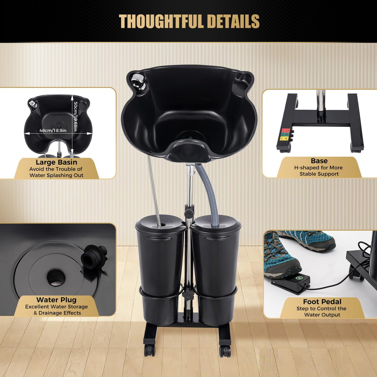 Portable Electric Pump Shampoo Basin with 2 Buckets Q814297