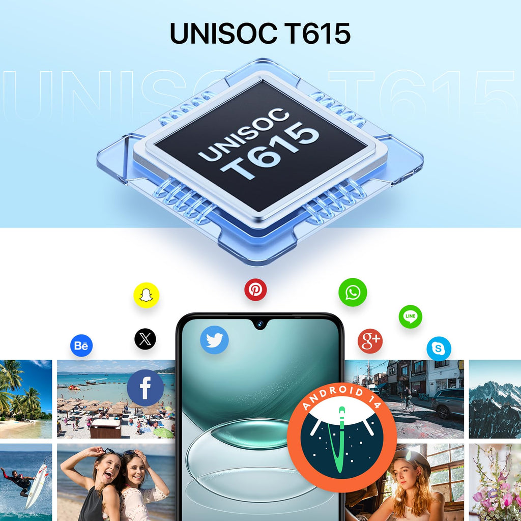 Android 14 6.9" HD+ 120Hz Octa-core 16GB +256GB 6000mAh 50MP Triple Camera Dual 4G LTE NFC Black Smartphone B3107