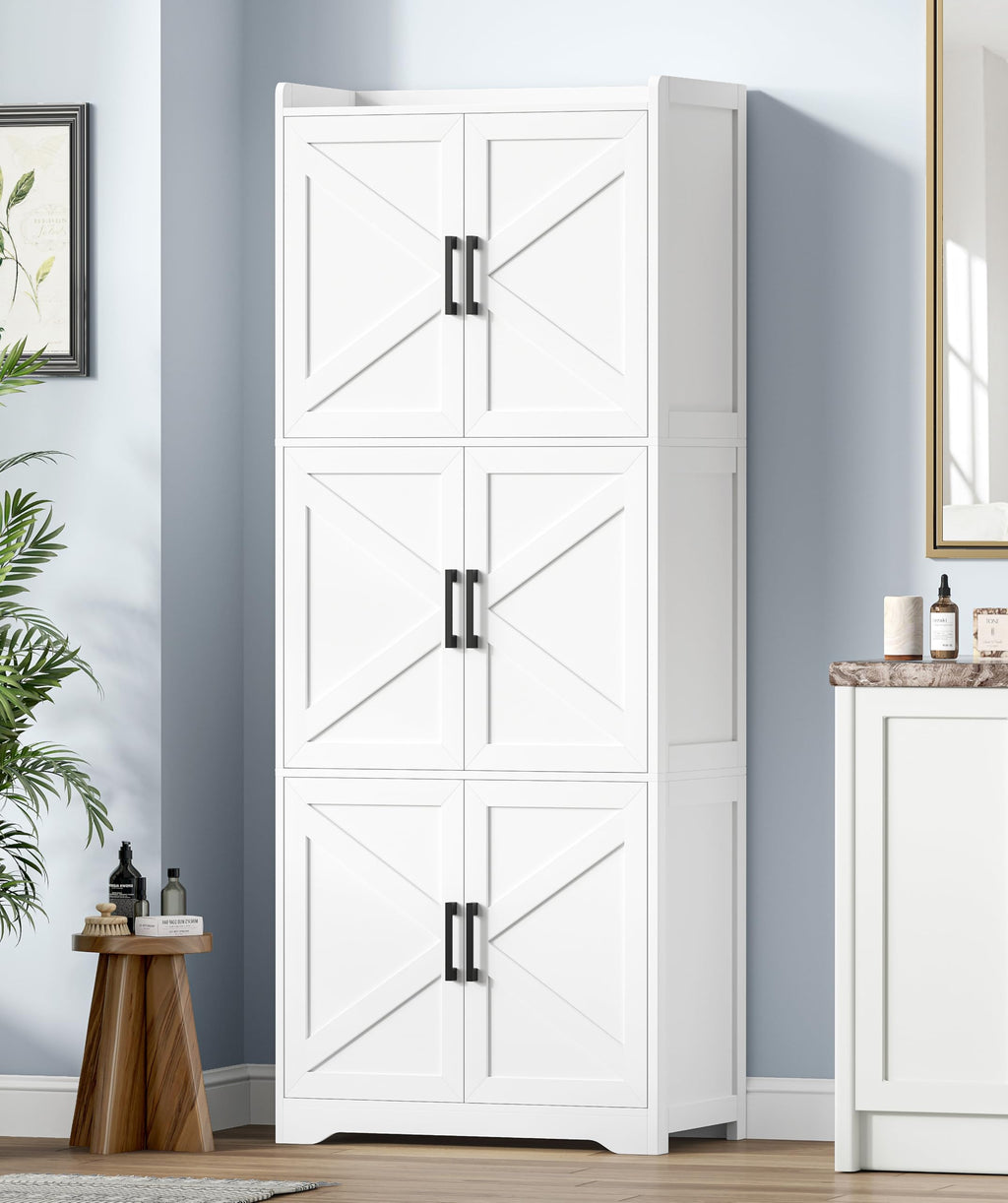 60.2''H Tall Bathroom Storage Cabinet with 6 Door B165