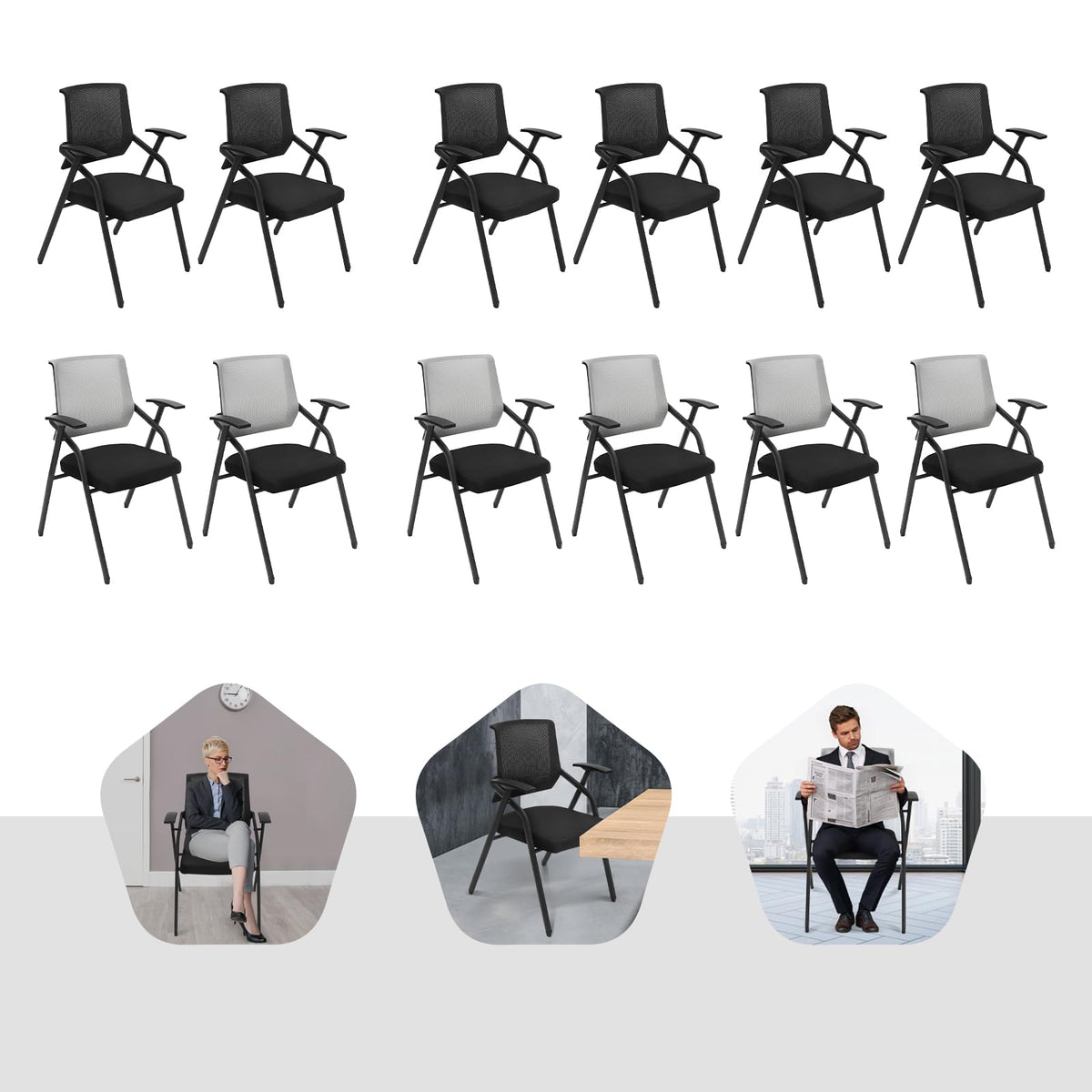 2 Pack Grey Mesh Office Chair with Arms F2431