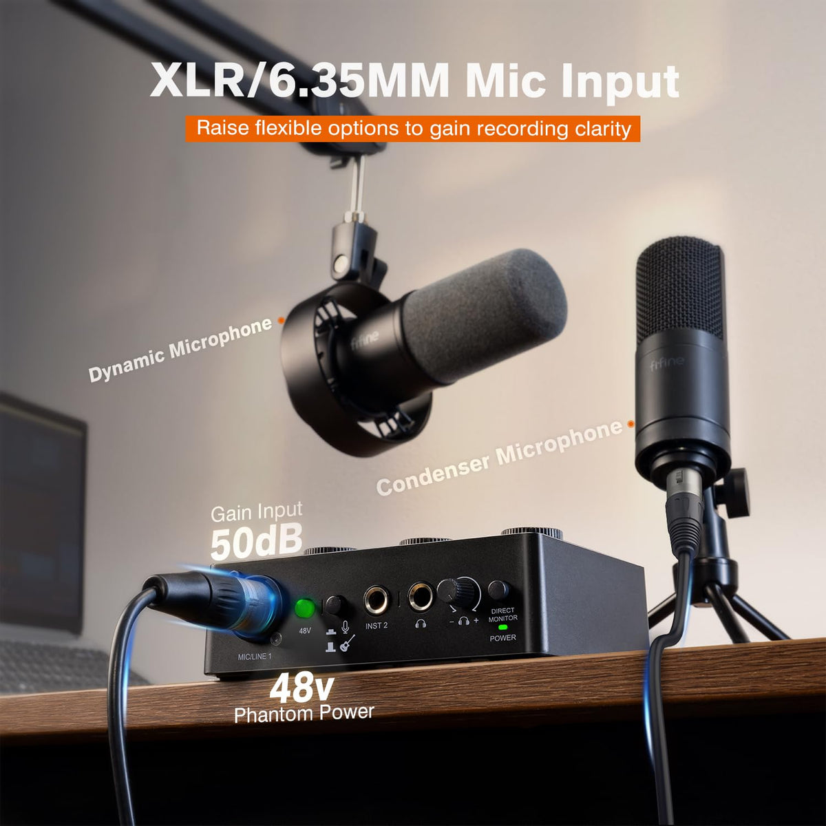 PC Audio Mixer with XLR, Monitor, 48V Phantom Power H207021