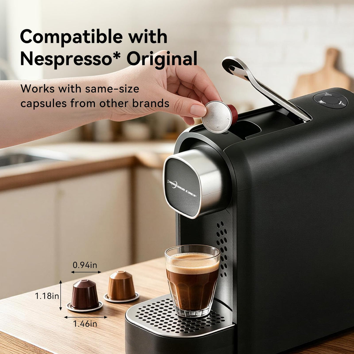 Black Single Serve Espresso Coffee Machine with Removable Tank F648
