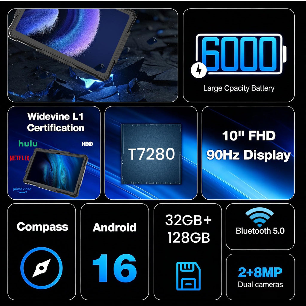10 Inch Android 16 Tablet 32GB RAM 128GB ROM F13553
