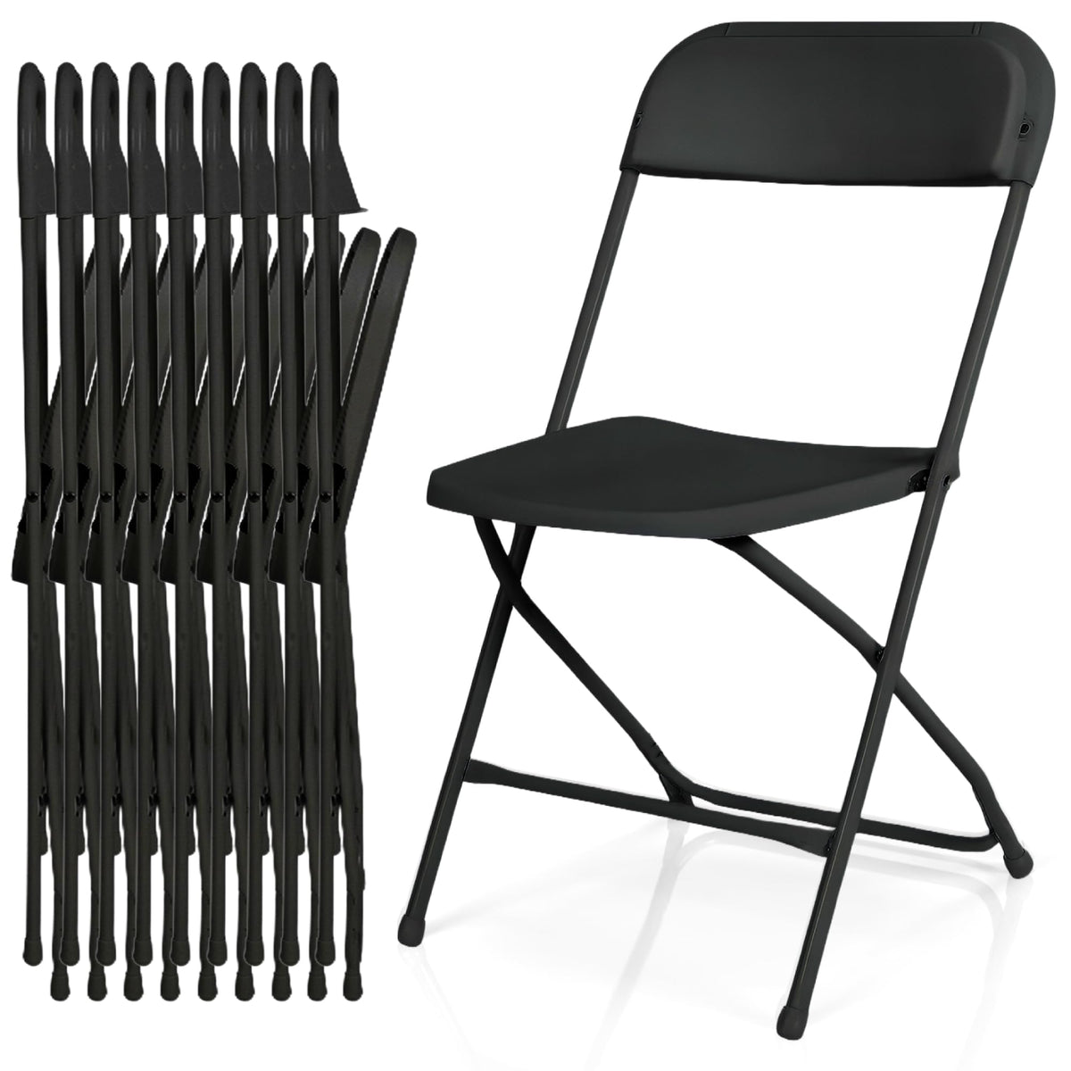 10 Pack Black Plastic Folding Chairs T759