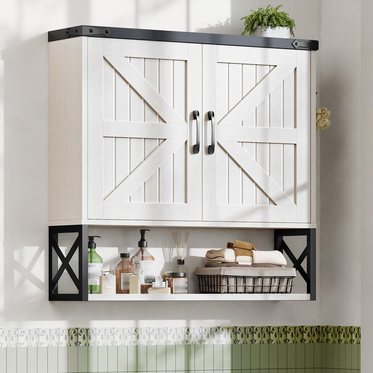 White Bathroom Wall Cabinet Z383