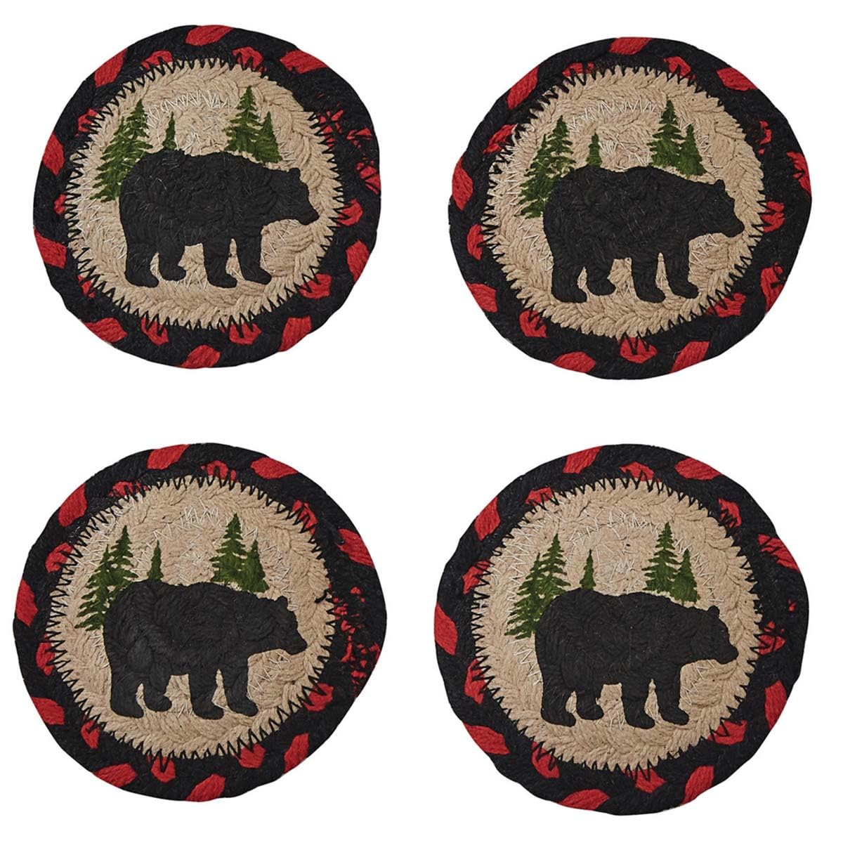 Bear Silhouette Braided Coasters Set of 4 L1515