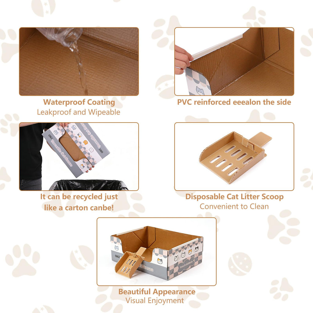 3-Pack Disposable Cat Litter Box with Scoop I27320