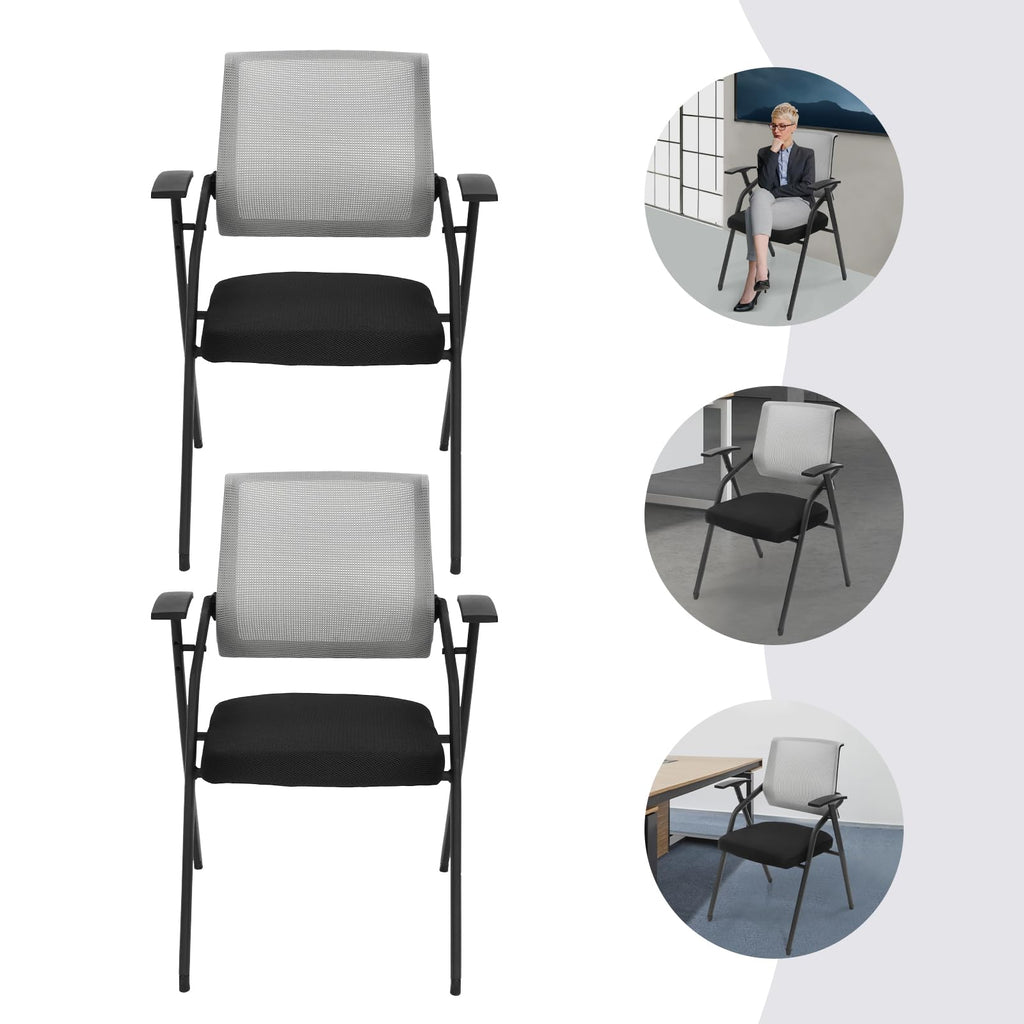 2 Pack Grey Mesh Office Chair with Arms F2431