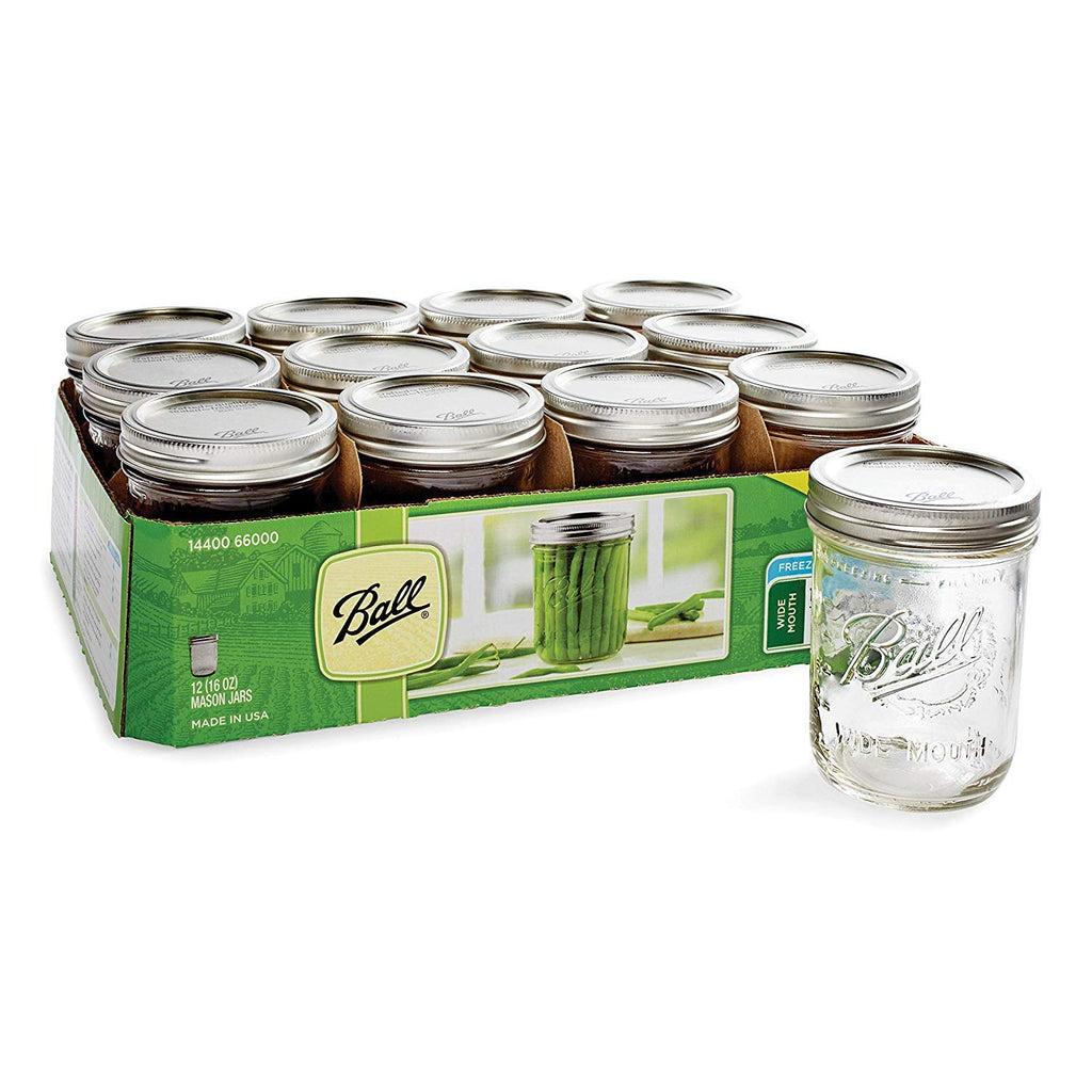 16-Ounce Glass Mason Jar with Lids and Bands, 12-Count Y813