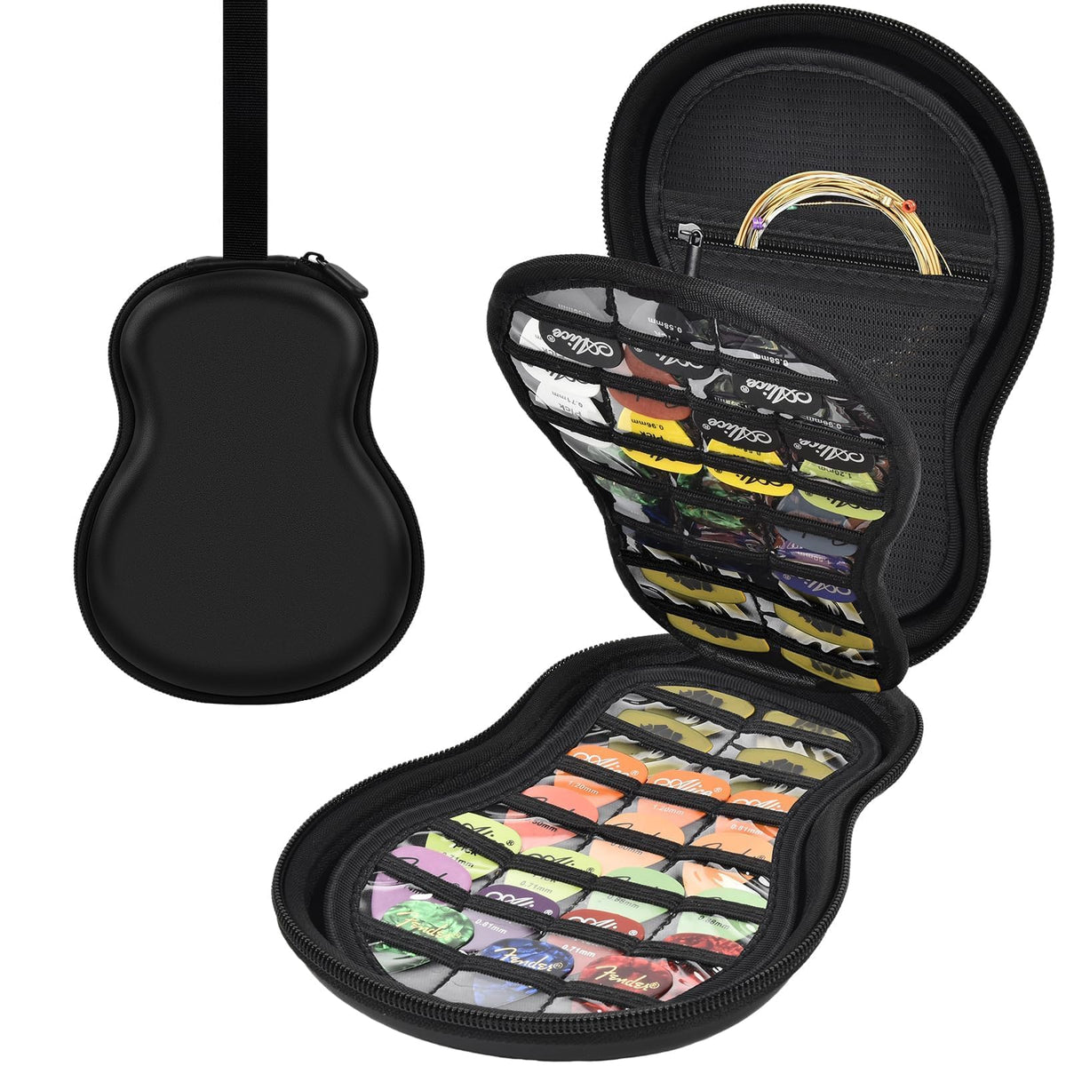 Guitar Pick Holder Case 63+ All Size Plectrums Storage Pouch J4008