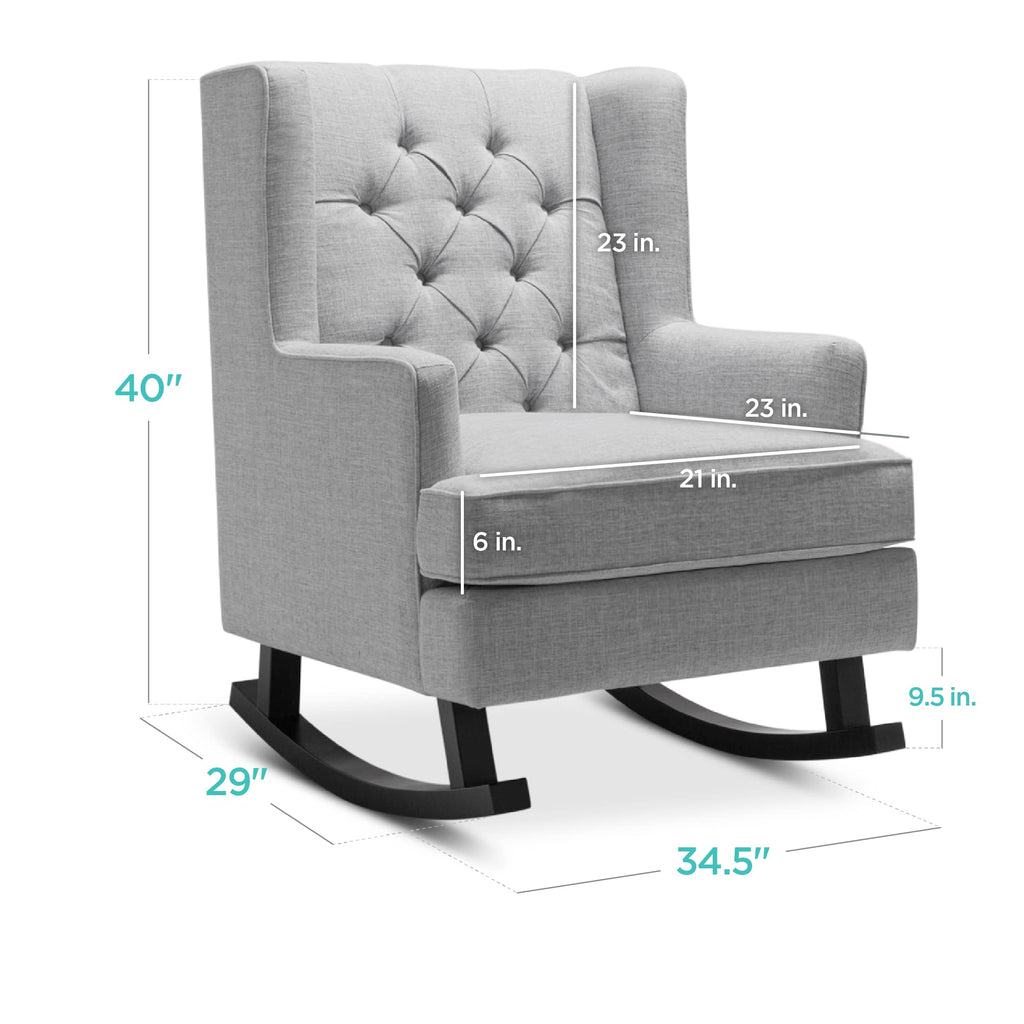 Gray Velvet Tufted Upholstered Rocking Accent Chair with Wood Frame L2346